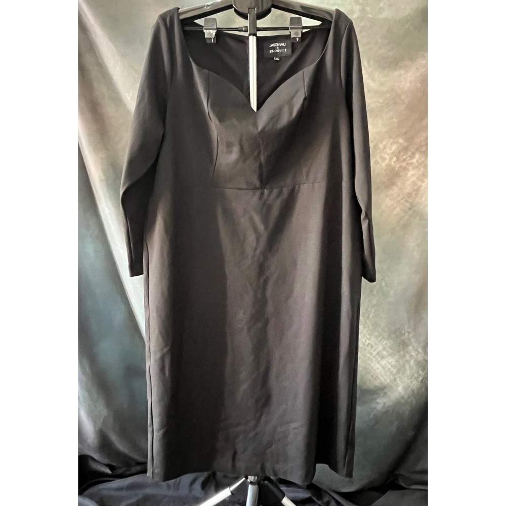 Jason Wu x Eloquii Women's‎ Black Long Sleeve V Neck Sheath Dress Plus Size 22
